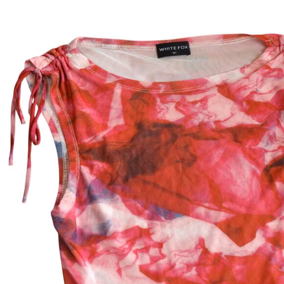 Y2K Red Abstract Mesh Tank Top by White Fox - Size Medium - Picture 2 of 4